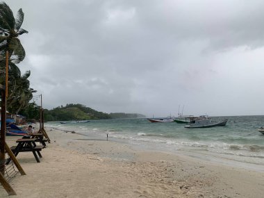 Yaz sahili manzarası. Tropik ada cenneti. Egzotik kıyılar, hindistan cevizi ağaçları, el değmemiş deniz, mavi gökyüzü. Şaşırtıcı doğa düzeni. Egzotik yolculuk geçmişi, tatil havası mükemmel duvar kağıdı.