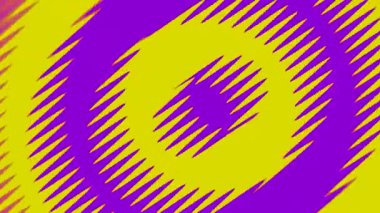 Sarı arkaplandaki mor zigzag çizgilerinin 4K videosu. Zigzaglar eşmerkezli daireler şeklinde dizilir ve optik bir hareket ya da titreşim illüzyonu yaratır..