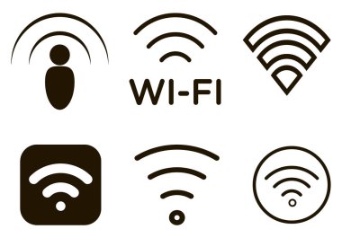 Wi-Fi sinyal ikonu çizimi. Bunlar kablosuz internet bağlantısının gücünü göstermek için kullanılır..