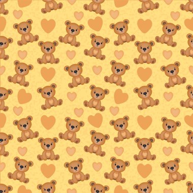  Sevimli oyuncak ayılar ve kalplerle kusursuz bir şablon, hoş, tatlı bir tema için mükemmel..