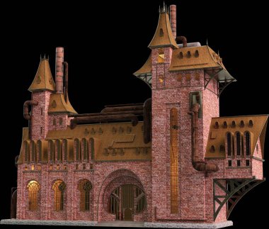 Steampunk binasının 3d cg görüntülemesi