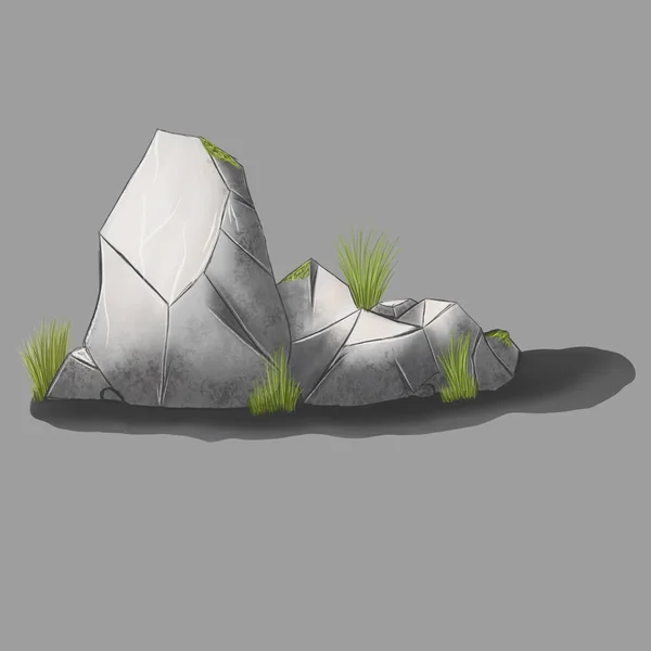 Ilustración Rocas Piedras Sobre Fondo Gris Piedras Duras Escombros Granito — Archivo Imágenes Vectoriales