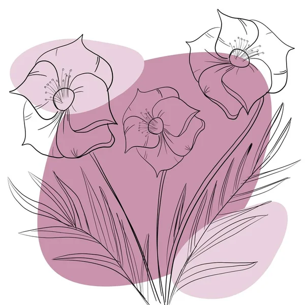 抽象的なパステルの背景に花のイラスト 招待状 はがきやその他のプロジェクトに最適です テキストの場所 — ストック写真