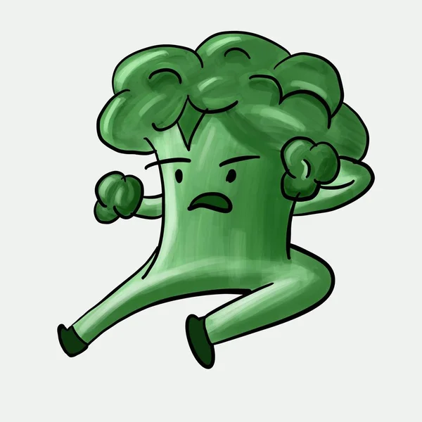 Ilustração Brócolis Brócolos Animados Alegres Personagem Para Desenho Animado — Fotografia de Stock
