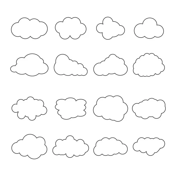 Nubes Establecidas Buen Tiempo Abstracto Símbolos Estilizados Estilo Plano Plantillas — Vector de stock