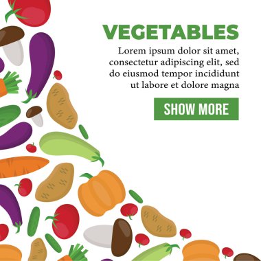 Bahçe sebzeleri ve köşedeki sağlıklı meyveler. Sağlıklı ev ürünleri. Elma, üzüm, limon, armut, erik, portakal, kiraz, muz, karpuz. Sağlıklı yiyecekler, meyveler, kabak domatesli patates havucu. vektör basit düz çizgi film grafiği