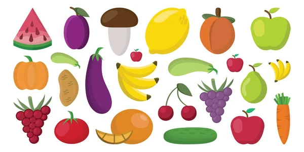 Gartengemüse Und Gesunde Früchte Gesunde Haushaltsprodukte Gesunde Ernährung Früchte Beeren — Stockvektor