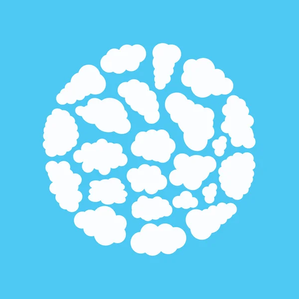 Nubes Dispuestas Forma Círculo Buen Tiempo Abstracto Símbolos Estilizados Estilo — Vector de stock