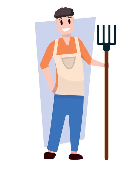 Farmer Male Rural Character Agricultural Worker Handyman Collective Farmer Villager — Stock Vector