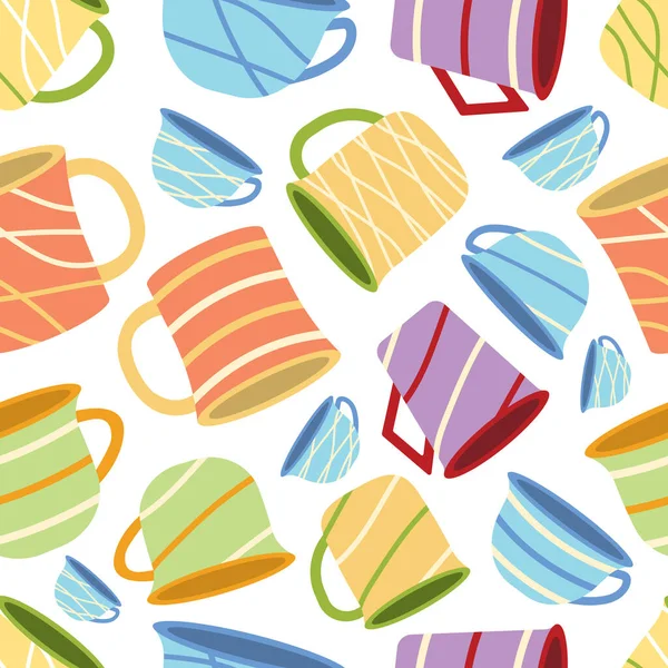 Teetassen Tassen Nahtlose Muster Keramik Porzellan Englischer Tee Dekorative Tassen — Stockvektor