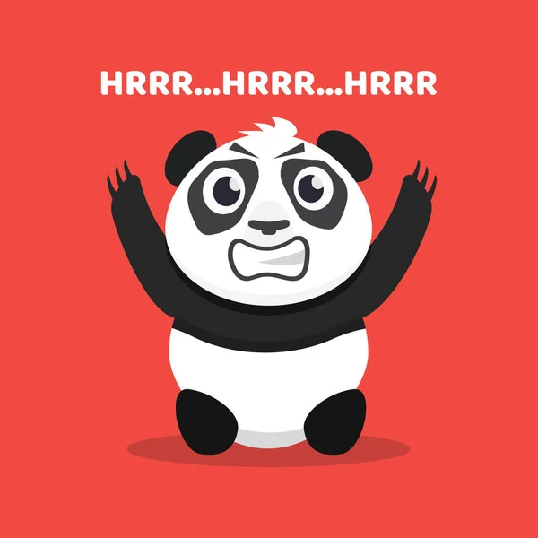 Cartoon Baby Aggressive Panda Cute Hand Drawn Flat Panda Vector — Stock Vector