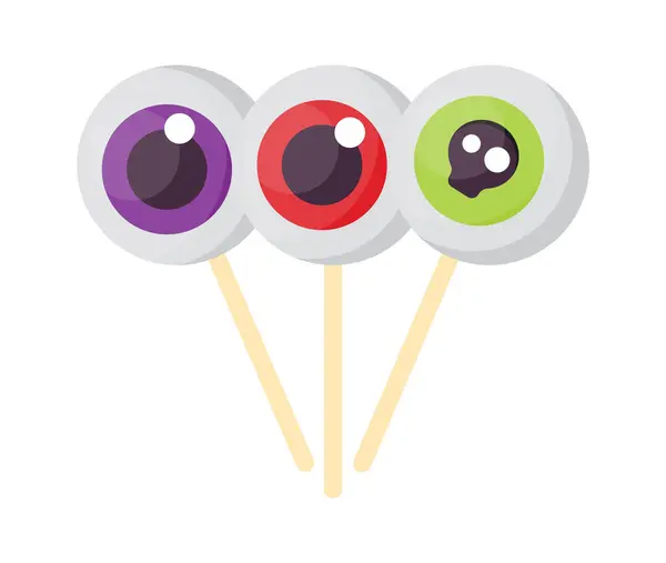 Sweet Lollipop Cartoon Candy Halloween Popsicle Stick Eye Shaped Lolipop — Stock Vector