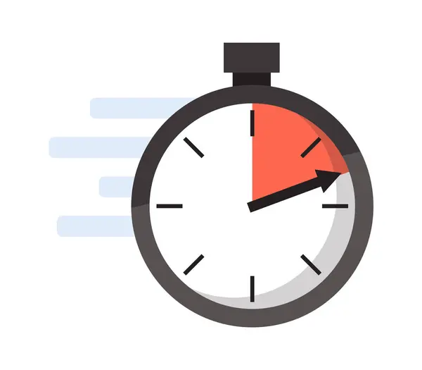 Timer Consegna Cronometro Orologio Misurazione Cronometro Icona Del Fumetto Piatto — Vettoriale Stock