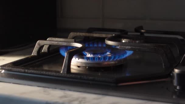 Fogão Fogo Fogões Gás Leve Queimador Chamas Cozinha Gás Que — Vídeo de Stock