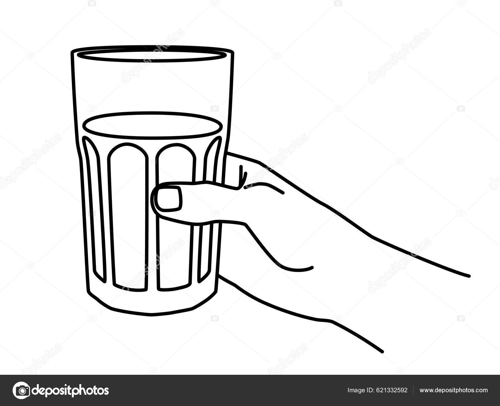 Immagini vettoriali stock di Outline cartoon single glass with drink |  DepositPhotos, image size:1600x1300