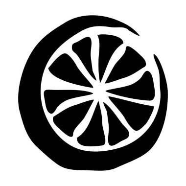 Beyaz arka planda, mürekkep fırçasıyla boyanmış turuncu çizim. Vektör illüstrasyonu