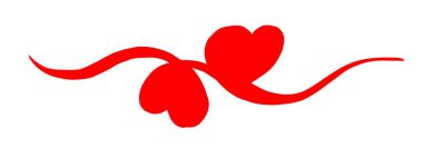 Sevgililer Günü için birbirine dolanmış iki kalp, el yapımı fırça ve mürekkeple boyanmış, beyaz arka planda izole edilmiş. Vektör illüstrasyonu.