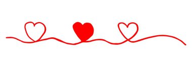 Kalp Sevgililer Günü, beyaz arka planda izole edilmiş fırça ve mürekkeple boyanmış el kaplaması. Vektör illüstrasyonu.