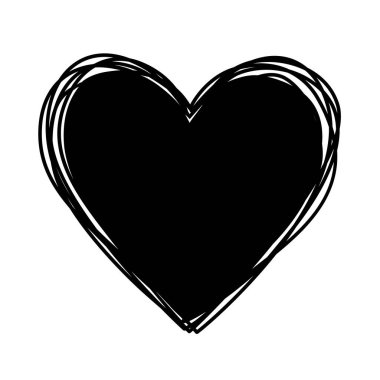 Beyazlara izole edilmiş mürekkeple boyanmış bir kalp. Vektör illüstrasyonu