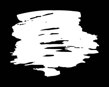 Brush stroke hand painted with white paint, on black background. Vector illustration