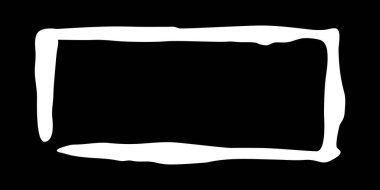 Dikdörtgen çerçeve eli siyah arka planda beyaz boya fırçasıyla boyanmış. Vektör illüstrasyonu