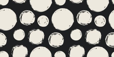 Kusursuz desenli, mürekkeple boyanmış grunge daireler. Vektör illüstrasyonu