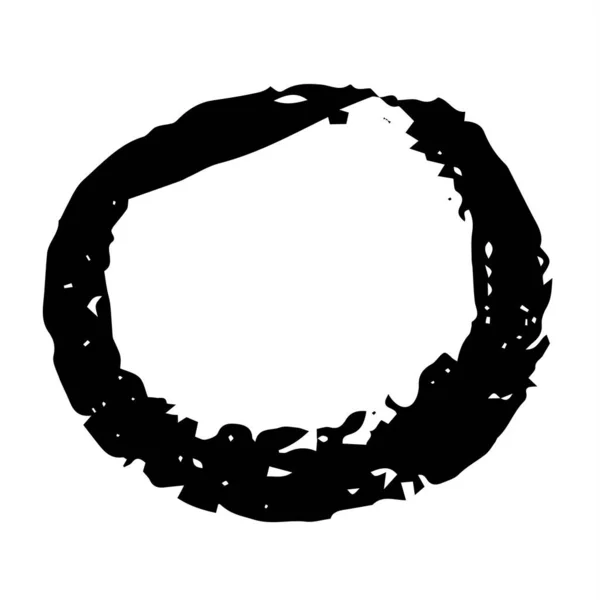 Grunge Cirkel Hand Geschilderd Met Inkt Verf Geïsoleerd Witte Achtergrond — Stockvector