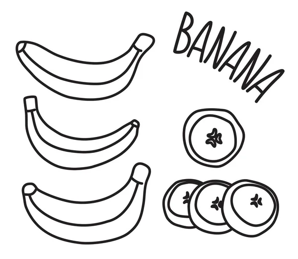 Plátano Dibujo Pintado Mano Con Pincel Tinta Aislado Sobre Fondo — Vector de stock