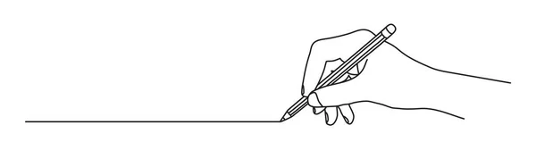 Main Tenant Crayon Dessinant Une Ligne Bannière Dessinée Main Dans Illustrations De Stock Libres De Droits