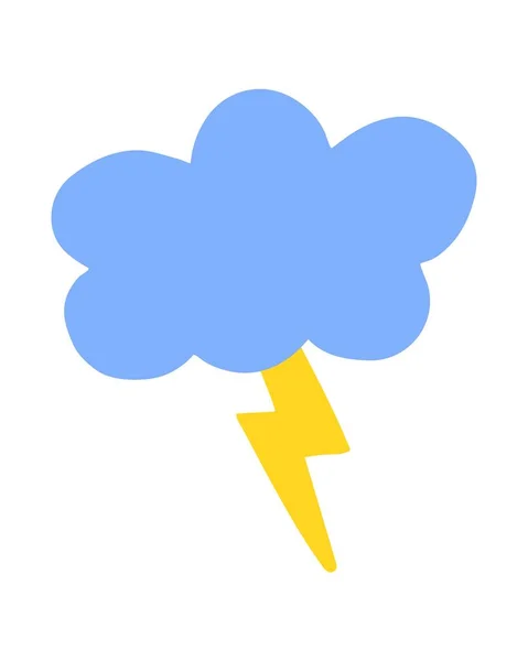 Хмарність Блискавка Вражають Рукою Пофарбованою Пензлем Хмара Дудл Піктограма Грім — стоковий вектор