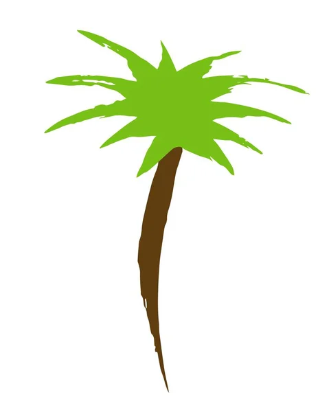 Handmålade Palmer Med Borste Doodle Tecknad Kokos Palmträd Ikon Isolerad — Stock vektor