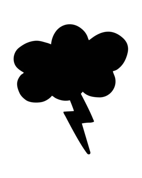 云和雷击手绘刷 白色背景下孤立的涂鸦云和雷电图标 矢量说明 — 图库矢量图片