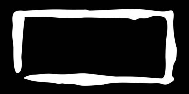 Dikdörtgen çerçeve eli siyah arka planda beyaz boya fırçasıyla boyanmış. Vektör illüstrasyonu