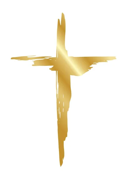 Ręcznie Rysowany Chrześcijański Symbol Krzyża Ręcznie Malowany Pędzlem Atramentowym Ilustracja — Wektor stockowy