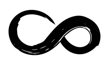 Sonsuzluk sembolü, grunge fırça darbesi ve siyah boyayla boyanmış. Vektör illüstrasyonu.