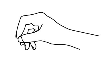 El çizimi çizgi çizimi el karalaması. Tutmak ve jest yapmak. İnce çizgi biçim vektör çizimi, beyaz arkaplanda izole