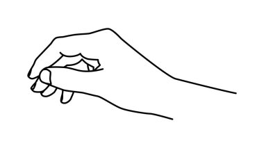 El çizimi çizgi çizimi el karalaması. Tutmak ve jest yapmak. İnce çizgi biçim vektör çizimi, beyaz arkaplanda izole