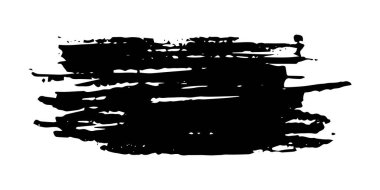 Siyah mürekkeple boyanmış fırça darbesi, beyaz arka planda izole edilmiş. Vektör illüstrasyonu