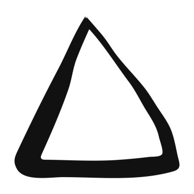 Beyaz arka planda siyah mürekkep fırçasıyla boyanmış üçgen pankart. Vektör illüstrasyonu