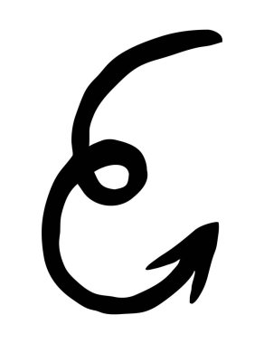 Beyaz arka planda izole mürekkep fırçası ile çizilmiş el boyaması ok. Victor illüstrasyon