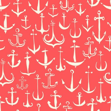 Çapalar, mürekkep fırçasıyla boyanmış, beyaz arka planda izole edilmiş, kusursuz desenli bir el. Vektör illüstrasyonu