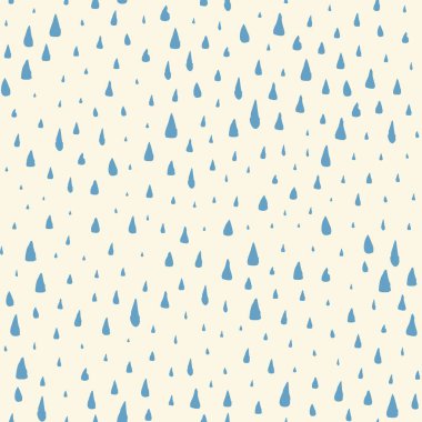 El boyalı yağmur damlaları ile dikişsiz desen. Poster, sabit, kumaş, not defteri, bebek duş kartı, düğün davetiyesi için grafik tasarım elemanı. Grunge fırça kontur dokusu. Vektör çizimi