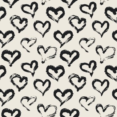 Kusursuz kalp deseni. Mürekkeple boyanmış. Web siteleri için grafiksel tasarım ögesi, sabit yazdırılabilir tablolar, kumaş, hatıra defteri vs. Vektör illüstrasyonu