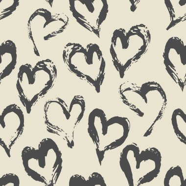 Mürekkep fırçasıyla boyanmış kusursuz kalp desenli el. Klasik biçim fayanslı vektör çizimi