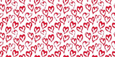 Mürekkep fırçasıyla boyanmış kusursuz kalp desenli el. Grafik tasarım elementi. Kupür defteri, Sevgililer Günü kartı, duvar kağıdı, bebek partisi, düğün davetiyesi. Klasik biçim fayanslı vektör çizimi