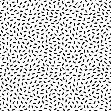 Elle çizilmiş grunge darbeleriyle kusursuz desen. Rastgele geometrik siyah beyaz doku. Vektör illüstrasyonu