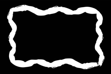 Dikdörtgen çerçeve eli siyah arka planda beyaz boya fırçasıyla boyanmış. Vektör illüstrasyonu