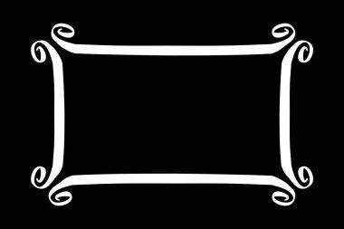 Dikdörtgen çerçeve eli siyah arka planda beyaz boya fırçasıyla boyanmış. Vektör illüstrasyonu