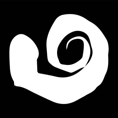 Yuvarlak girdap sembolü, beyaz boya fırçasıyla boyanmış, siyah arka planda. Vektör illüstrasyonu.