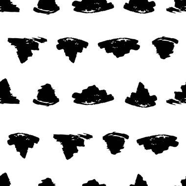 El ile Seamless Modeli şekiller arka plan çizilmiş. Geometrik grafik tasarım öğesi. Karalama defteri duvar kağıdı. Vektör çizim. Rasgele fırça darbeleri. Siyah beyaz doku.